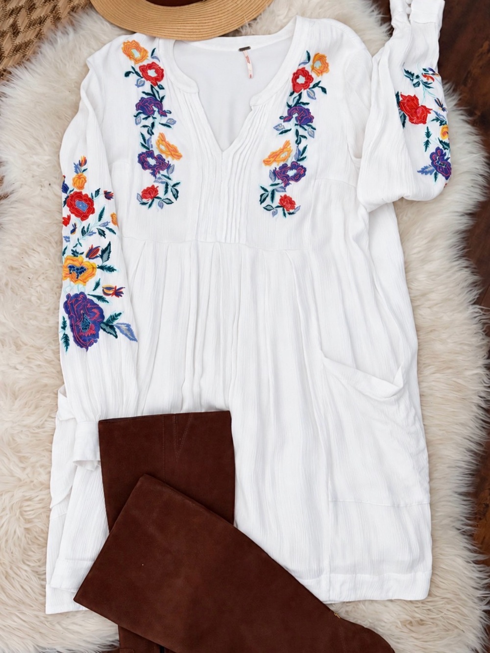 Free People Mia Gauze Embroidered Mini Dress